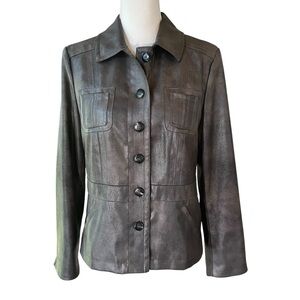 Chico’s Brown Metallic Military Jacket.  Size 8